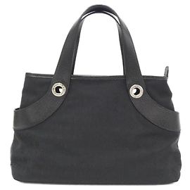 Bulgari Bvlgari Black Canvas Handbag Black
