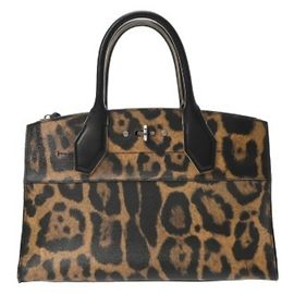 Sac à main Louis Vuitton City Steamer imprimé léopard Marron Noir