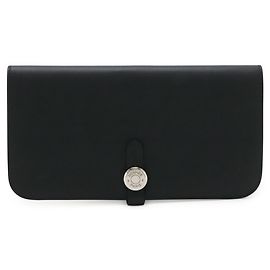 Hermès Hermes Dogon Rect Verso Long Bi-fold Wallet in Black Swift Leather Black