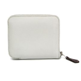 Monedero compacto de seda Azap de Hermès Blanco Naranja