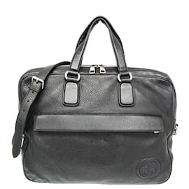 Gucci Interlocking G Men's Leather Briefcase Black