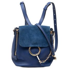 Chloé Blue Medium Calfskin and Suede Faye Backpack Blue
