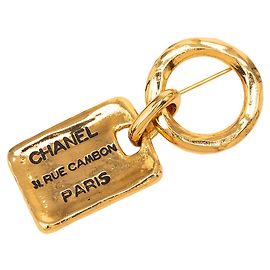 Chanel Gold Gold Plated 31 Rue Cambon Tag Brosche Golden