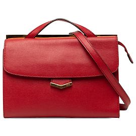 Fendi Red Small Leather Demi Jour Top Handle Bag Red