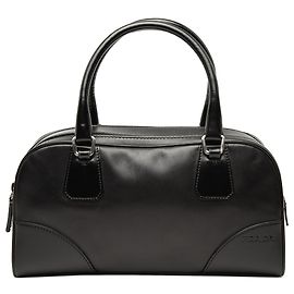 Bolsa Bowling de couro de bezerro macio preto Prada Preto