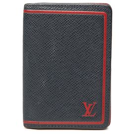 Louis Vuitton Blue Taiga Card Holder Pocket Organizer Blue Navy blue