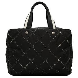 Chanel Black Old Travel Line Nylon Handbag Black