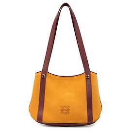 LOEWE Yellow Suede Anagram Shoulder Bag Yellow Mustard