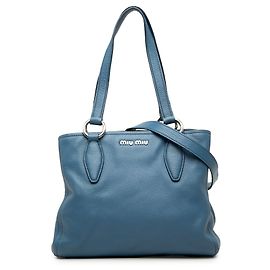 Miu Miu Borsa Small Vitello Phenix Blu Blu