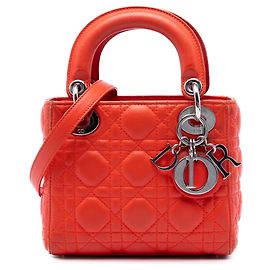 Lady Dior Mini en agneau cannage orange de Dior Orange
