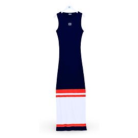 Loewe Navy Blue Striped Knit Maxi Dress White Blue Orange