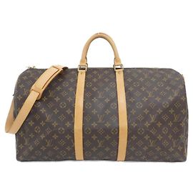 Bolso Boston Louis Vuitton Monogram Keepall Bandoulière 55cm Castaño Monograma