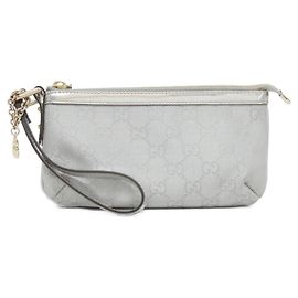 Gucci Silver GG Canvas Handbag Silvery