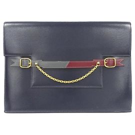 Hermès Navy Blue Box Calf Leather Handbag Navy blue