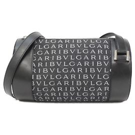 Bulgari Bolsa de ombro em denim Bvlgari Marrom Preto