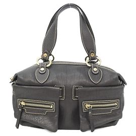 Bulgari Bvlgari Black Leather Handbag Black