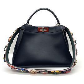 Fendi Peekaboo Regular Iconic Model Handbag Red Navy blue
