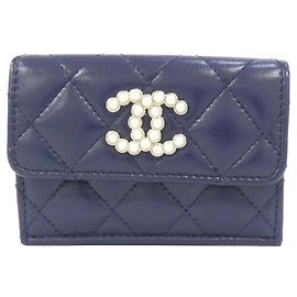 Chanel AP3808 Tri-Fold Wallet Navy blue