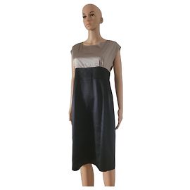 Max Mara Bicolore Midi-Kleid Schwarz Beige