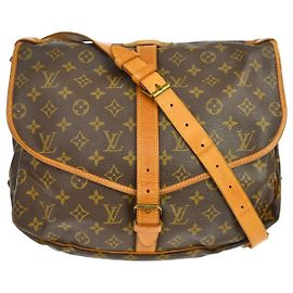 Louis Vuitton Saumur Handbag Monogram Canvas 35 Brown