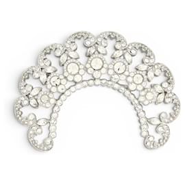 Christian Dior RARE NEU VINTAGE DIOR DIADEM BROCHE AUS STRASS IN SILBERMETALL Silber