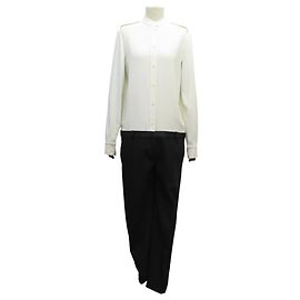 Céline NEW CELINE JUMPSUIT SHIRT 40 M BLACK WHITE WOOL Other