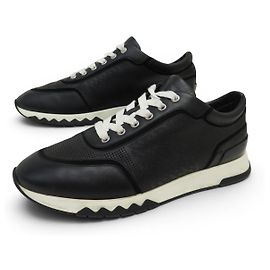 Hermès HERMES BASKETS ADDICT H211931 43 BLACK LEATHER SNEAKERS SHOES Black