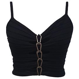 Autre Marque Dion Lee Central Chain Cami Top in Black Viscose Black