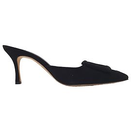 Mules Maysale 70 en daim noir Manolo Blahnik Noir