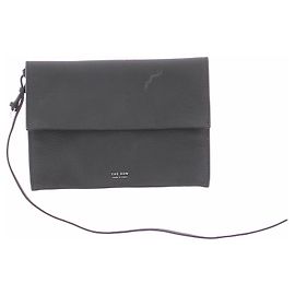 The row Pochette noire en cuir Noir