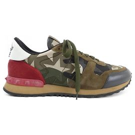 Valentino Garavani Leder-Sneaker Grün Khaki