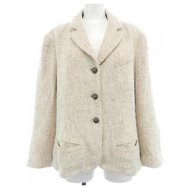 Chanel Wool Jacket Beige Size 42 Beige