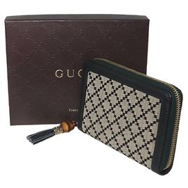 Gucci Diamante Bi-fold Wallet Black Beige