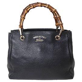 GUCCI Bamboo 2-Way Handbag/Shoulder Bag in Black Black