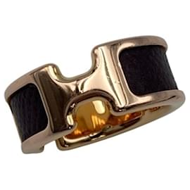 Hermès HERMES Olympe PM Lederring Gelb Dunkelbraun