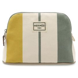 Hermès HERMES Bolide Pouch Mini Rayures Green