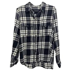 Zadig & Voltaire Camicia a quadri bianca e nera in cotone Nero Bianco