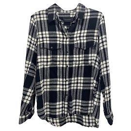 Zadig & Voltaire Camisa de cuadros blanca y negra de algodón Negro Blanco