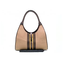 Gucci Vintage Jackie O Hobo em lona e couro Marrom