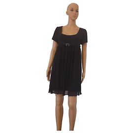 Max Mara Schwarzes Plissee-Kleid mit Gürtel Schwarz