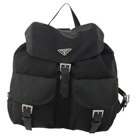 Rucksack Prada Double Front Pocket Tessuto Medium Schwarz