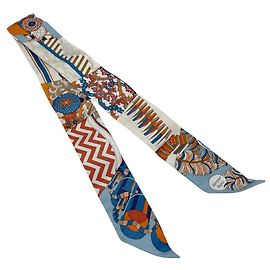 Hermès Lenço Twilly HERMES azul e laranja Azul Laranja