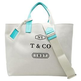 Tiffany & Co Tiffany Weekend Tote Bag/Shoulder Bag Blue Cream