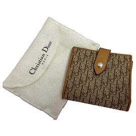 Christian Dior Trotter Canvas Bi-fold Geldbörse Braun Beige