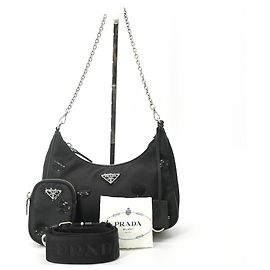 Borsa Prada Re-Nylon Re-Edition 2005 con paillettes Nero