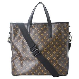 Louis Vuitton Tote Bag Schultertasche Davis Monogram Macassar Braun Schwarz