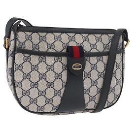 Borsa a Spalla GUCCI GG Supreme Sherry Line PVC Blu Navy Oro 89 02 032 Auth 180128 D'oro Blu navy