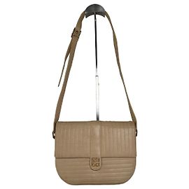 Bolsa de ombro vintage Givenchy em couro acolchoado bege e dourado Bege
