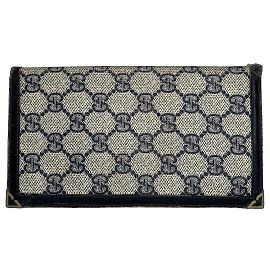 Vintage Gucci GG Supreme Canvas Wallet Beige Navy Beige