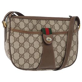 Bolsa GUCCI GG Supreme Web Sherry Line em PVC Bege Ouro 89 02 032 Auth 180114 Bege Dourado